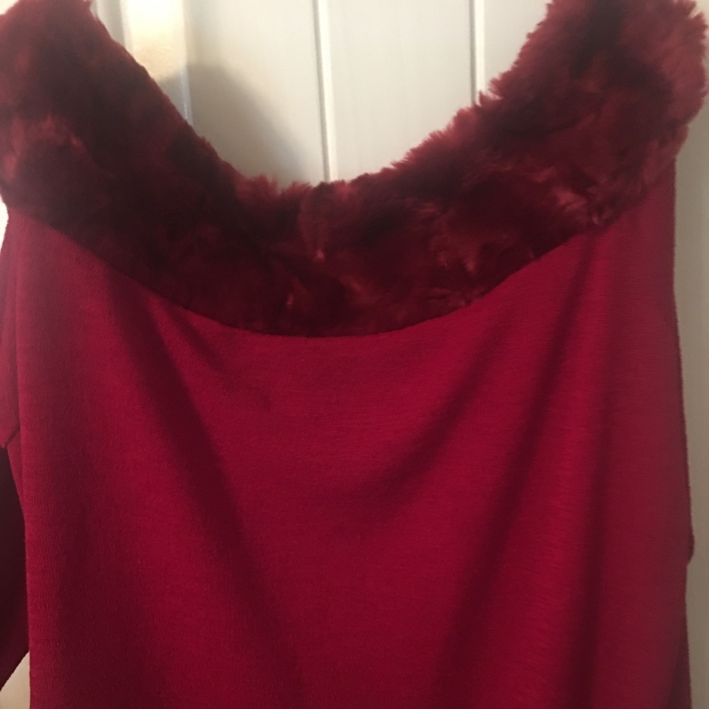 Copper Key Off shoulder faux fur sweater